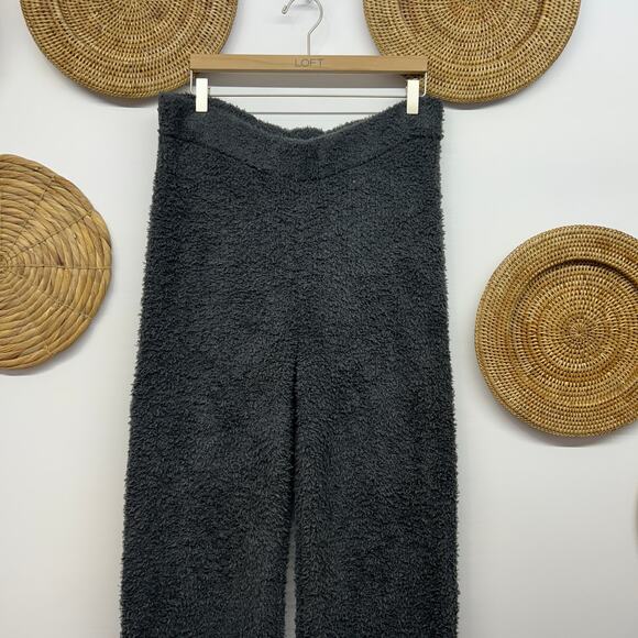 Aerie Gray Cozy Fuzzy Fleece Wide Straight Leg Sweats Pants XL Loungewear Warm - Picture 3 of 5